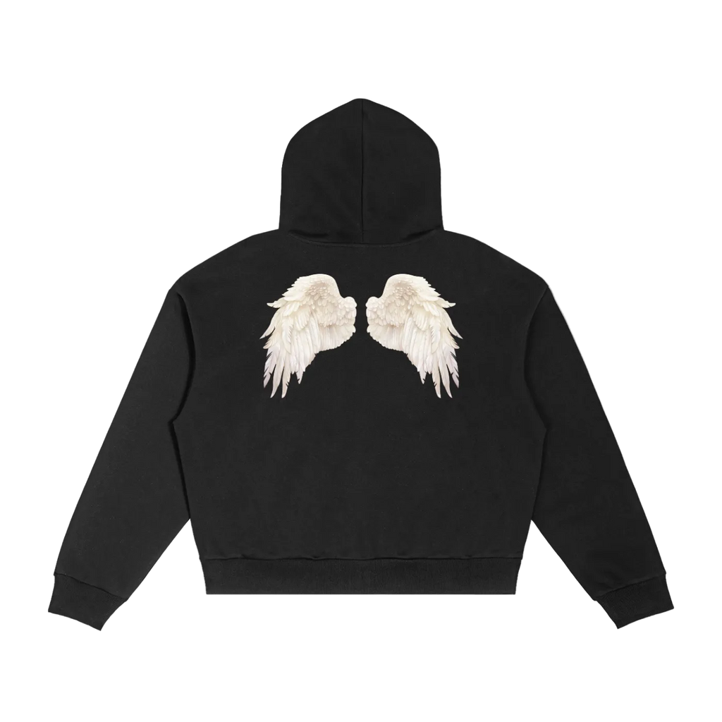Angel Wings Plaid Zip Hoodie